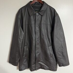 Airborne Leathers Genuine Leather Men's Button Front Jacket Size‎ XLT Brown